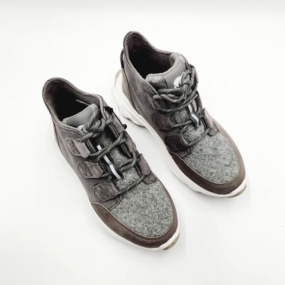 Sorel Women Grey Suede Waterproof Kinetic Breakthru Caribou Sneaker Boots Size 5 - Picture 4 of 7